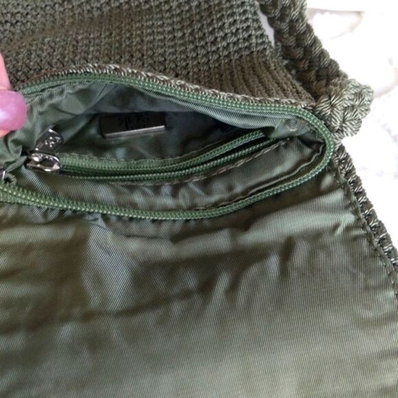 The Sak crocheted Sage Green Crossbody Mini Bag - Picture 4 of 14